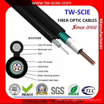 GYXTC8S Aerial Steel Messenger Cable de fibra óptica